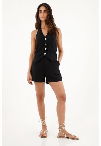 Topmark Camisa Negra Con Escote En Espalda Para Mujer topmark