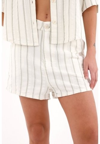 Topmark Short Con Estampado A Rayas Verdes Con Detalle Frontal Para Mujer topmark