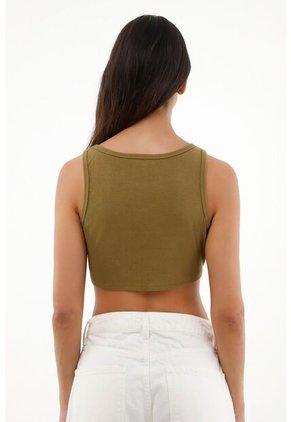 Camiseta Verde Cuello Redondo Tipo Crop Para Mujer