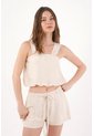 Topmark Top Corto De Ajuste Relajado Con Tirantes Anchos En Lino Beige Para Mujer de topmark