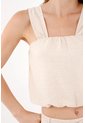 Topmark Top Corto De Ajuste Relajado Con Tirantes Anchos En Lino Beige Para Mujer de topmark