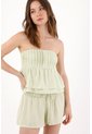 Topmark Top Strapless Relajado Con Detalle De Pliegues En El Frente De Lino Verde Menta Para Mujer de topmark
