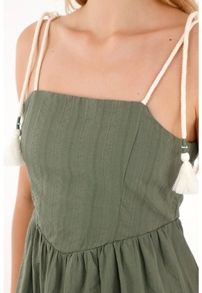 Topmark Vestido Corto De Tiras Verde Para Mujer