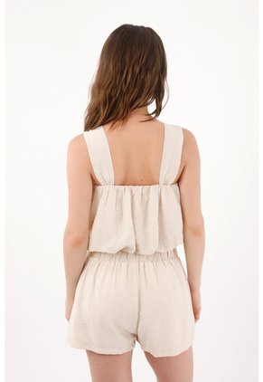 Topmark Top Corto De Ajuste Relajado Con Tirantes Anchos En Lino Beige Para Mujer