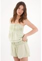 Topmark Top Strapless Relajado Con Detalle De Pliegues En El Frente De Lino Verde Menta Para Mujer de topmark