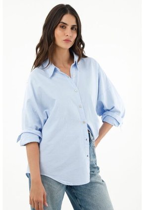 Camisa Clásica Azul Para Mujer