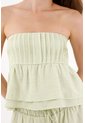 Topmark Top Strapless Relajado Con Detalle De Pliegues En El Frente De Lino Verde Menta Para Mujer de topmark
