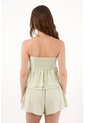 Topmark Top Strapless Relajado Con Detalle De Pliegues En El Frente De Lino Verde Menta Para Mujer de topmark