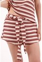 Topmark Bermuda Corte Relajado Con Cinturón Lazo En Rayas Terracota Para Mujer de topmark