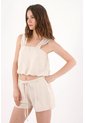 Topmark Bermuda Fit Relajado Con Lazo Frontal En Beige Para Mujer de topmark