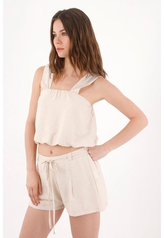 Topmark Bermuda Fit Relajado Con Lazo Frontal En Beige Para Mujer topmark