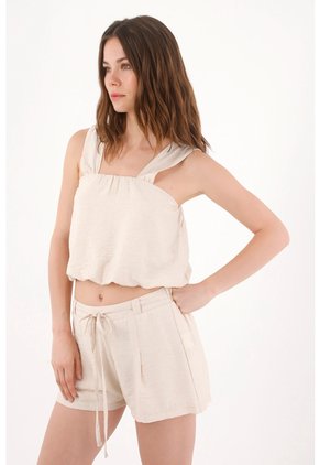 Topmark Bermuda Fit Relajado Con Lazo Frontal En Beige Para Mujer