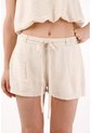 Topmark Bermuda Fit Relajado Con Lazo Frontal En Beige Para Mujer de topmark