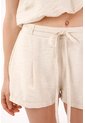 Topmark Bermuda Fit Relajado Con Lazo Frontal En Beige Para Mujer de topmark