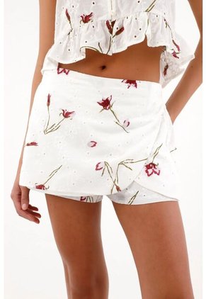 Topmark Falda Short En Ojalillo Con Estampado De Flores Para Mujer