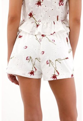 Topmark Falda Short En Ojalillo Con Estampado De Flores Para Mujer
