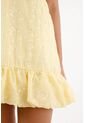 Topmark Vestido Corto Para Mujer De Poliéster Amarillo Fit Relajado Con Volante Fruncido de topmark