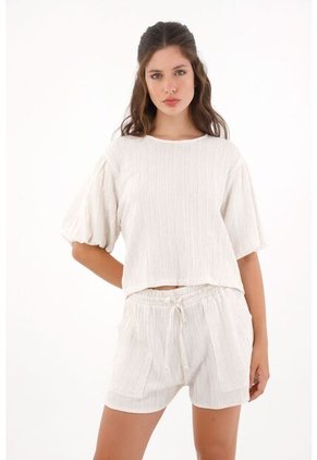 Topmark Camisa Con Mangas Abombachadas Crudo Para Mujer