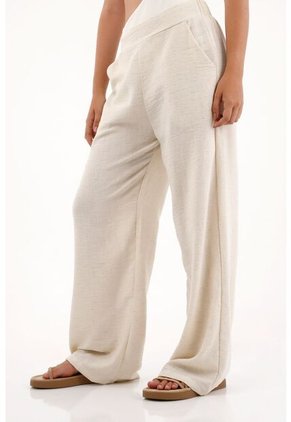 Pantalón Con Textura Bota Recta Crudo Para Mujer