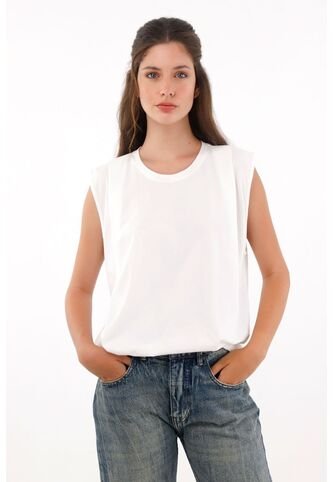 Camiseta Manga Sisa Con Prenses Crudo Para Mujer topmark