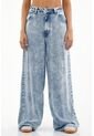 Jean Wide Leg De Tiro Alto Azul Claro Para Mujer de topmark