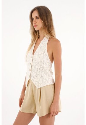 Topmark Chaleco Tejido Con Tiras Crudo Para Mujer