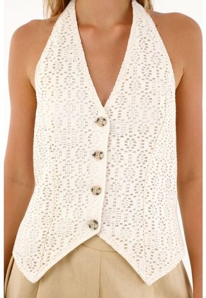 Topmark Chaleco Tejido Con Tiras Crudo Para Mujer