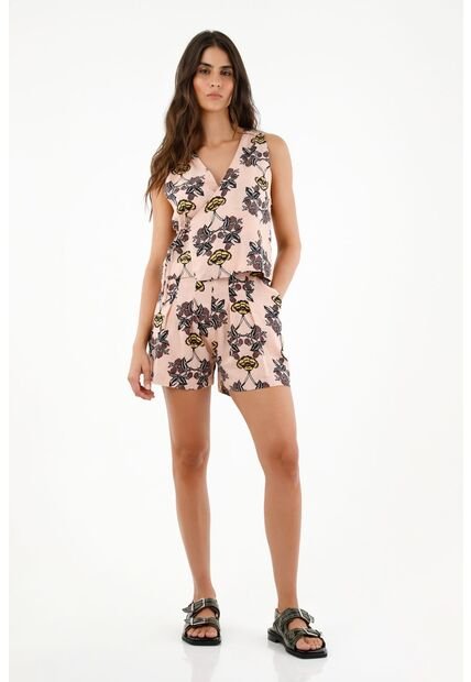 Camisa Estampada De Diseño Cruzado Para Mujer