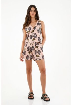 Camisa Estampada De Diseño Cruzado Para Mujer