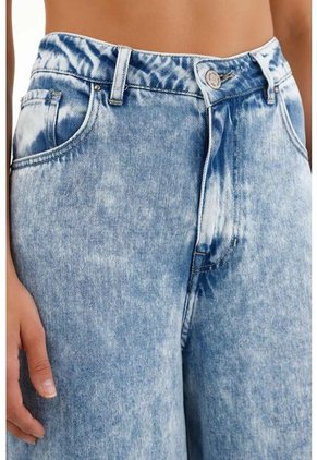 Jean Wide Leg De Tiro Alto Azul Claro Para Mujer