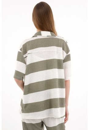 Topmark Camisa Manga Corta Con Diseño A Rayas Para Mujer