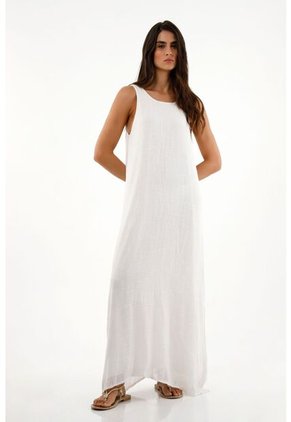 Vestido Largo Con Manga Sisa Crudo Para Mujer