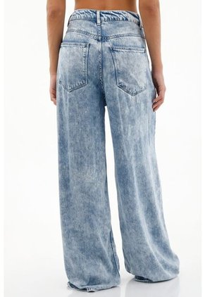 Jean Wide Leg De Tiro Alto Azul Claro Para Mujer