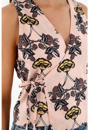 Camisa Estampada De Diseño Cruzado Para Mujer