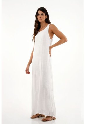 Vestido Largo Con Manga Sisa Crudo Para Mujer