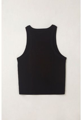 Topmark Camiseta Manga Sisa Negra De Silueta Ajustada Para Mujer
