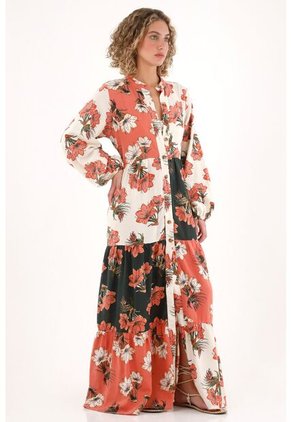 Topmark Vestido Largo Estampado Cuello Neru Para Mujer