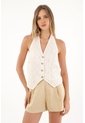 Topmark Chaleco Tejido Con Tiras Crudo Para Mujer de topmark