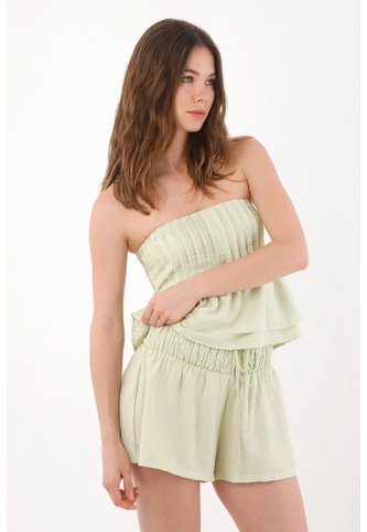 Topmark Bermuda Fit Tradicional Con Pretina Fruncida En Verde Menta Para Mujer topmark