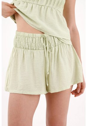 Topmark Bermuda Fit Tradicional Con Pretina Fruncida En Verde Menta Para Mujer