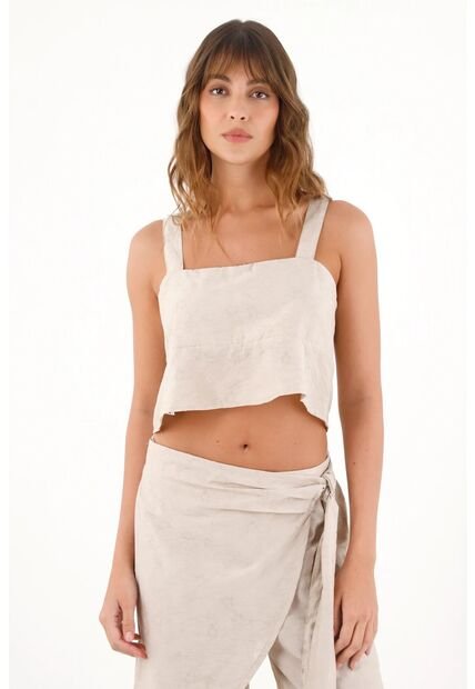 Topmark Camisa Crop Con Detalles A Tono Gris Para Mujer