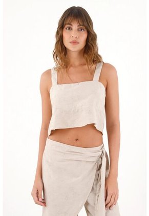 Topmark Camisa Crop Con Detalles A Tono Gris Para Mujer