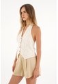 Topmark Chaleco Tejido Con Tiras Crudo Para Mujer de topmark