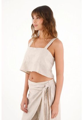 Topmark Camisa Crop Con Detalles A Tono Gris Para Mujer