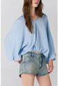 Topmark Camisa Fit Amplio Con Mangas Amplias Tres Cuartos En Azul Cielo Para Mujer de topmark
