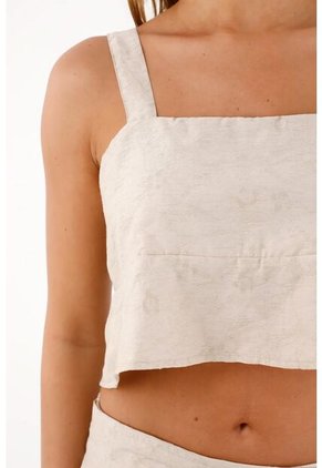 Topmark Camisa Crop Con Detalles A Tono Gris Para Mujer