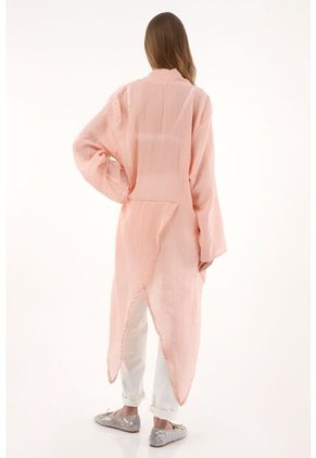 Topmark Camisa Larga Con Escote En V Rosada Para Mujer