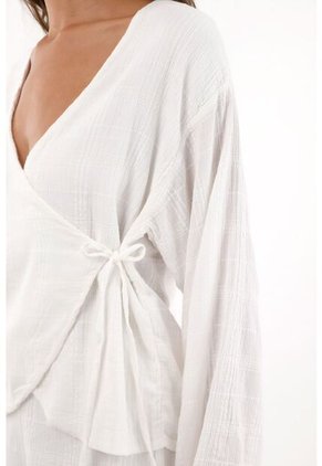 Topmark Camisa Manga Larga Acampanada Crudo Para Mujer