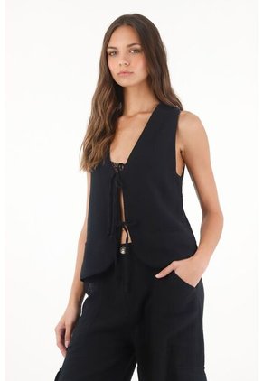 Topmark Chaleco De Tiras En Delantero Negro Para Mujer