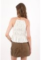 Topmark Top Corto Con Tiras Al Cuello Y Frunces En Blanco Para Mujer de topmark